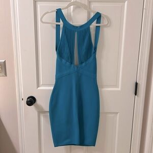 Herve Leger Size 2 Teal Dress with Cutout